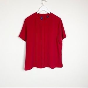 Karen Scott Pleated Short Sleeve Red Blouse Sz XL